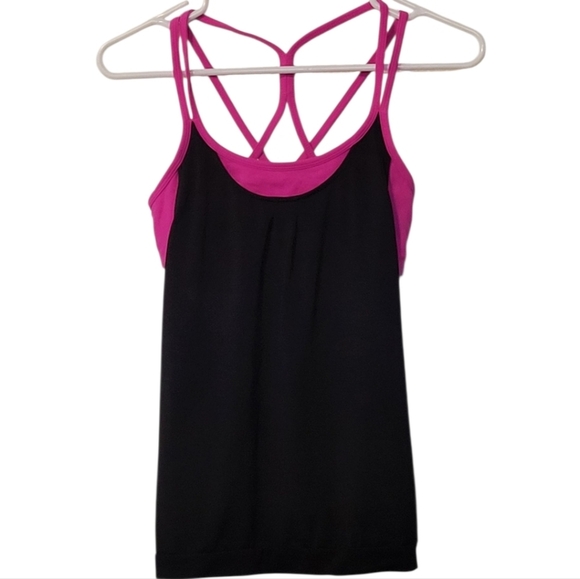 Athleta Black and Pink Performance Exercise Bralet Tank Top Size XS - Picture 1 of 13